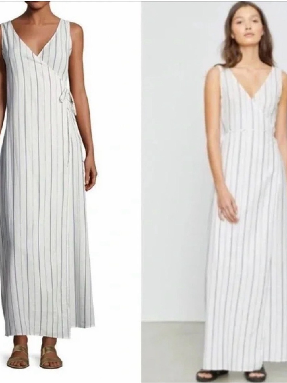 Onia White Maxi Dress with Navy Stripes